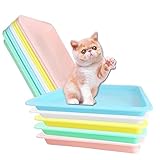 10 Pieces Small Litter Box for Kittens Bunny Litter Box,Open Cat Litter Box Kitten Litter Pan, Small Pet Kitty Guinea Pig Litter Box Waterproof Travel Toilet Small Pet Supplies,Assorted Color
