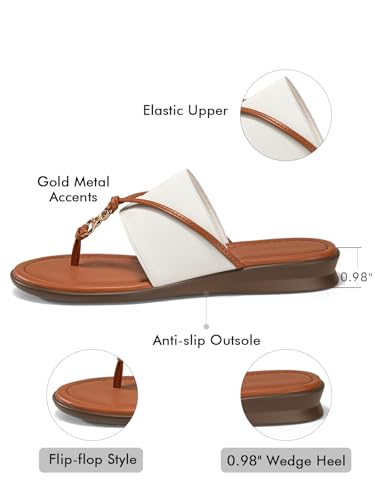 Image of Coutgo Womens Flip Flops Wedge Sandals Dressy Beach Summer Flats Comfortable Slip on Stretch Slippers Shoes