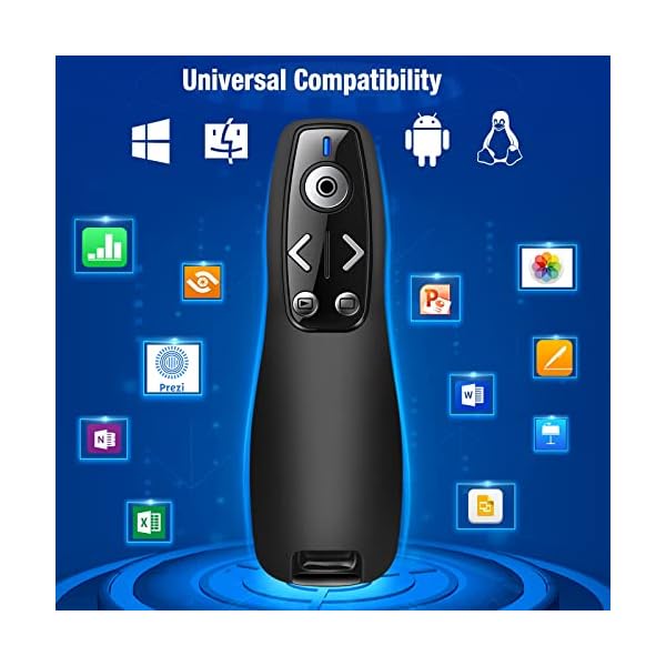 Presentation Clicker Wireless Presenter Remote for PowerPoint, Powerpoint Clicker with Volume Control PowerPoint Slide Advancer for Mac, Computer, Laptop-E600