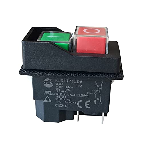 Interrupteur électromagnétique Kedu KJD17 120V 4 pin bouton poussoir 16A IP55