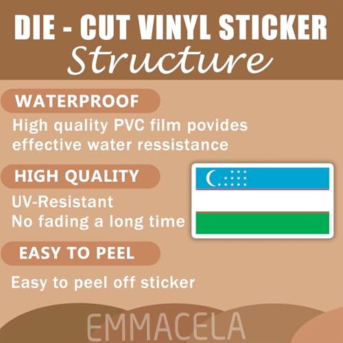 Image of (3PCS) Uzbekistan Flag Stickers, Uzbekistani Sticker Uzbek Countries Flag Waterproof Vinyl Decals For Laptops, Tumblers, Water Bottles, Helmet, Scrapbooks, 3 x 1.5 Inch