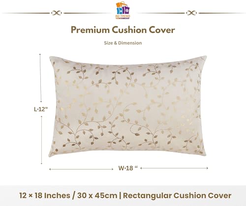 Image of RD TREND Velvet Rectangular 12x18 Inches Cushion Covers Set of 2 | Throw Pillow Covers for Sofa, Bed & Living Room | Perfect for Home Decor Cream