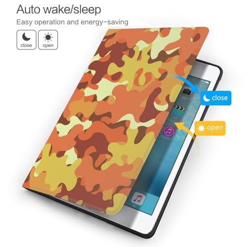 Étui pour iPad 10.2 camouflage orange jaune compatible avec 9e 8e 7e génération