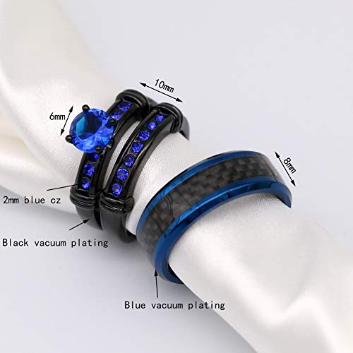 ringheart 3pcs Matching Rings His and Hers Ring Couple Rings Pruple Cz Womens Wedding Ring Sets Wedding Bands2