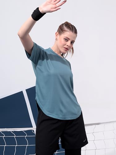 Image of Kvetoo Women Apple Cut Gym T Shirt Breathable Workout Tee Slim Fit Activewear Top Sports Training Yoga T Shirt Women