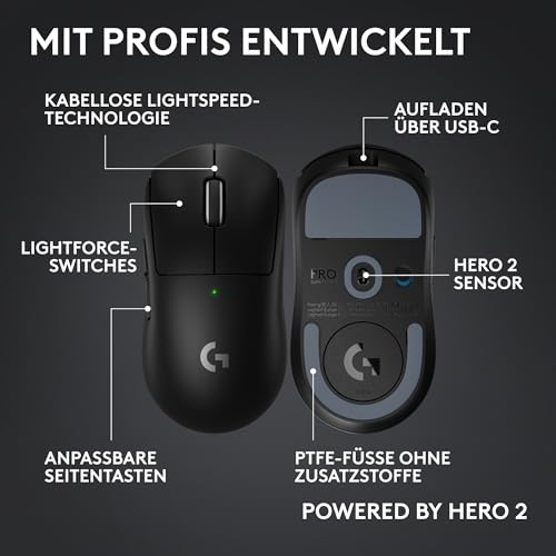 Logitech G PRO X SUPERLIGHT 2c, Schwarz, 910-007531