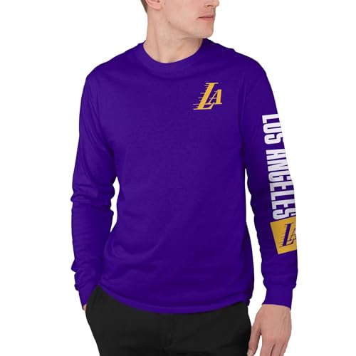 Junk Food NBA - Los Angeles Lakers Vertical Logo Adult LS T-Shirt Purple