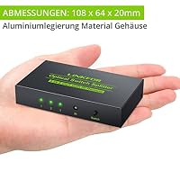 LiNKFOR Digital Audio Switcher 3 In 2 Out Optischer Splitter SPDIF Toslink Switch Unterstützt Dolby AC3 DTS LPCM 2.0 Fernbedienung + 2m Optische Kabel für SoundBar Kopfhörer Bluetooth – Ansicht 5