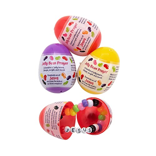 2 1/4" Jelly Bean Prayer Bracelet-Filled Plastic Easter Eggs, 24 Pieces