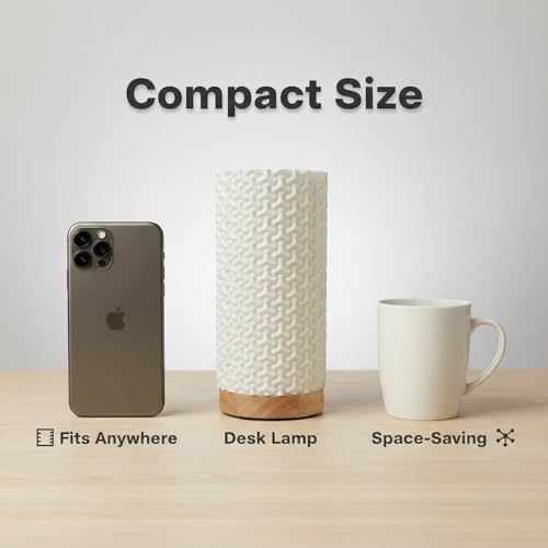 Image of Small Bedside Lamp for Nightstand, 3D Printed Mini Table Lamp, 3 Color Temperatures Warm to Cool White, Cozy Small Lamp for Bedroom Dorm Tight Spaces, Ash Wood Base, 8.8 Inch Tall - Bubble