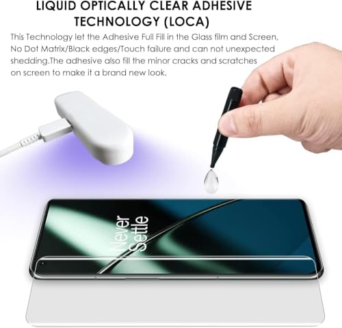 Image of Uyiton Curved UV Tempered Glass Screen Protector for OnePlus 11 | 9H Hardness | Fingerprint Compatible | HD Clarity | Full Coverage | Pack of 1