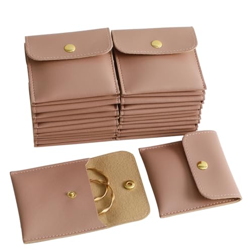 40pcs PU Leather Small Bags for Jewelry 8 x 8cm Snap Button Jewelry Packaging Bag Dark Pink Luxury Small Favor Bags Jewelry Gift Bags for Earrings Necklaces Bracelet Ring