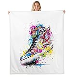 Feelyou Basketball Shoes Sherpa Blanket Cool Retro Sneaker Fleece Throw Blanket for Kids Boys Girls Graffiti Shoes Plush Blanket Graffiti Fuzzy Blanket for Sofa Bed Couch,Throw 50x60 Inches