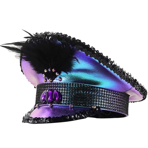 Chapeau de capitaine adulte bleu marine strass coiffe carnaval halloween adolescents