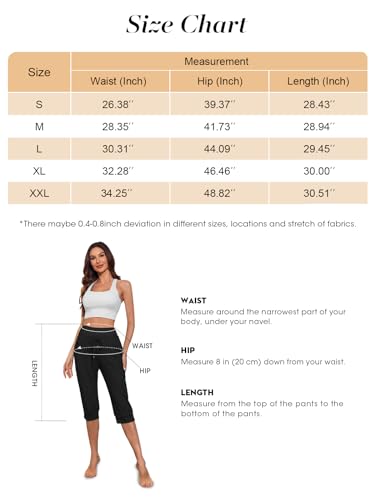 Bwogeeya Calça Capri Feminina De Yoga Com Cordão Solto, Pijama, Jogging Bolsos, Preta