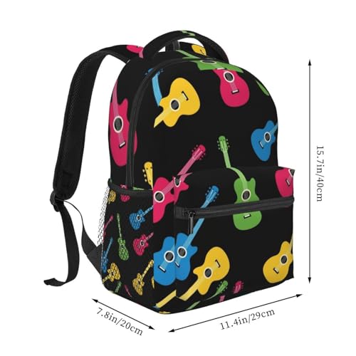 Adjustable Padded Straps Backpack, Perfect for Running, Travel, and Hiking Rock And Roll Guitars Black Design2