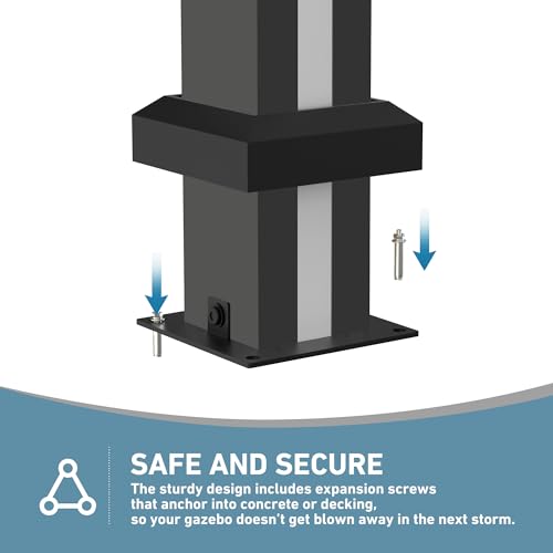 Big Leaf 12' x 14' Hardtop Gazebo with LED Strip Lights – Galvanized Steel Double Roof, USB and USB-C connectors, Mosquito Netting and Curtains – Outdoor Metal Gazebo for Decks and Backyards, Black - Image 8