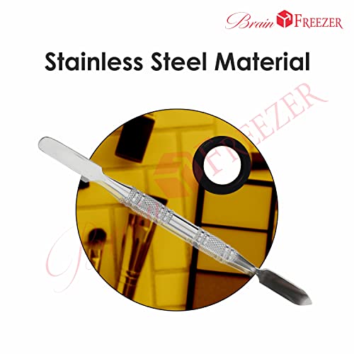 Image of Brain Freezer Shiny Makeup Palette With Stainless Steel Round Shape Spatula, 100 g (Circle Golden)