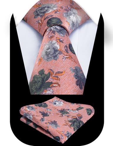 Image of Alizeal Mens 3.15'' Colorful Flower Pattern and handkerchief Necktie Set
