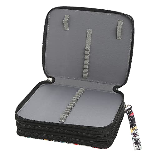 Image of 72 Slots Pencil Case Organizer w /Removal Handle Strap | 3-Layer Zipped Pencils Box Large for Colored Pencils Watercolor Pencils for Office and Travel for Artist