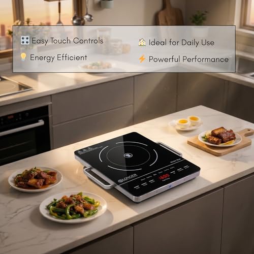 Image of LONGER Infrared Cooktop Electric 2500W, 240V, LED Displa, Full Touch Control Induction-Style Cooktop, Crystal Glass Surface, 6 Cooking Modes, Portable & Scratch Resistant