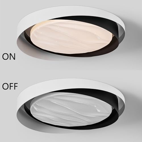 Plafonnier LED moderne minimaliste à 2 niveaux noir et blanc avec télécommande