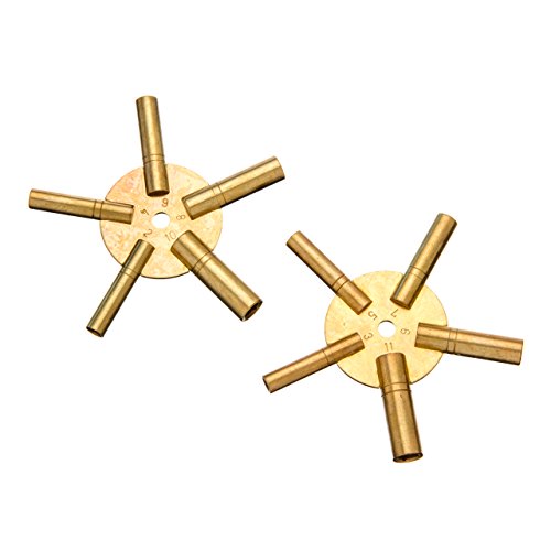 image for SE Universal Brass Clock Key for Winding Clocks, Odd and Even Numbers 