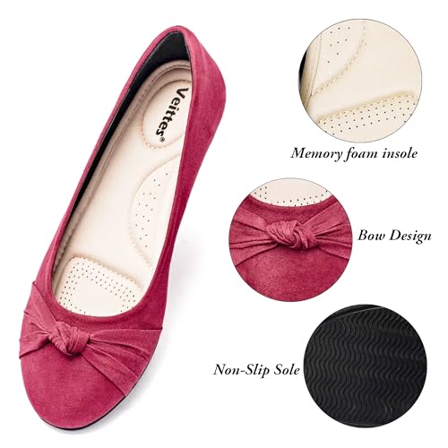 Image of Veittes Women's Wide Width Flat Shoes, Dressy Round Toe Slip On, Soft Comfortable Office Work Daily Walking Ballet Flats.