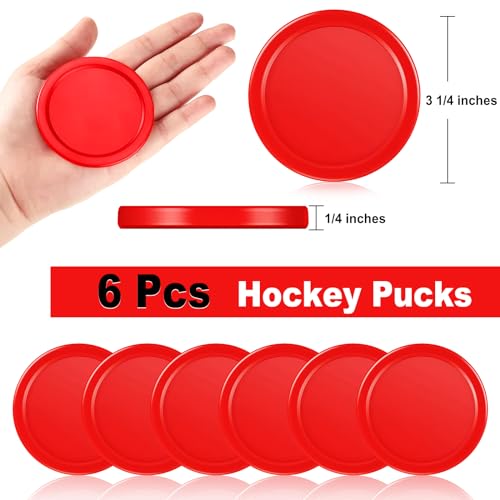 3 1/4 Inches Air Hockey Pucks 6 Pack Full Size Heavy Replacement Pucks for Game Tables Equipment Accessories (Red)