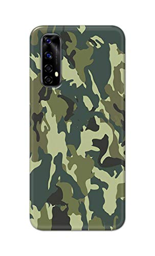 Image of Printed Hard Back Cover Case for Realme Narzo 20 Pro | Realme 7 | Realme Narzo 30 4G Back Cover (Green Army Camouflage) -1803