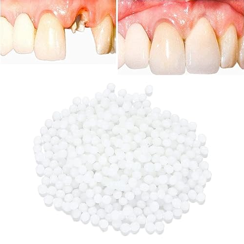 1.76 oz/50 g Temporary Tooth Repair Kit,Thermal Fitting Beads Granules and Fake Teeth for Temporary Fixing Missing and Broken Tooth or Adhesive The Denture Fake Teeth.