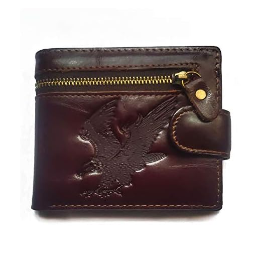 East Rain Carteira masculina Cool Eagle Totem couro de vaca vertical com zíper para vários cartões, Águia E, 11.5*9.5cm*1cm