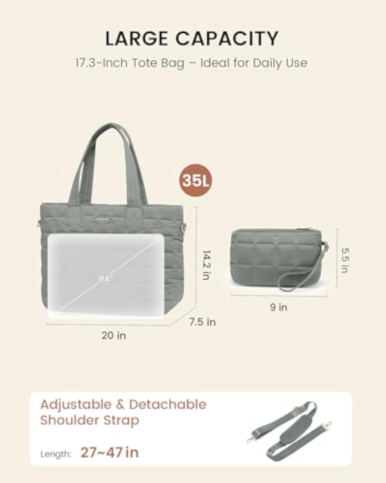 15.6 Inch Laptop Handbag for Women, Work Bag