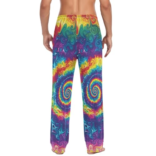 Men's Pajama Pants Tie Dye Rainbow Swirl PJ Lounge Pants Soft Men Pajama Bottoms3