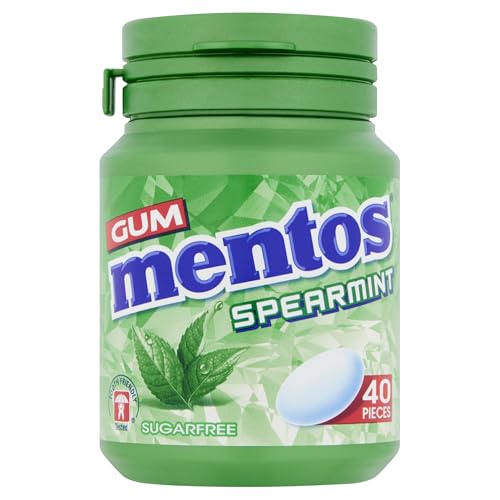 Image of Perfetti Van Melle Mentos Sugar Free Spearmint Chewing Gum Bottle,40Pieces