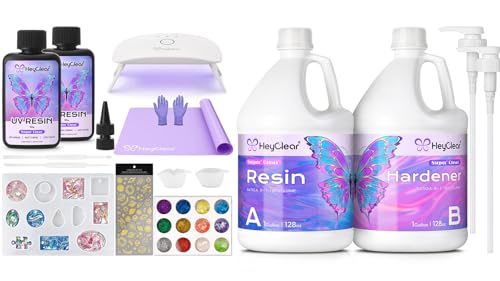 HeyClear 200g UV Resin Kit with Light and 2 Gallon Epoxy Resin