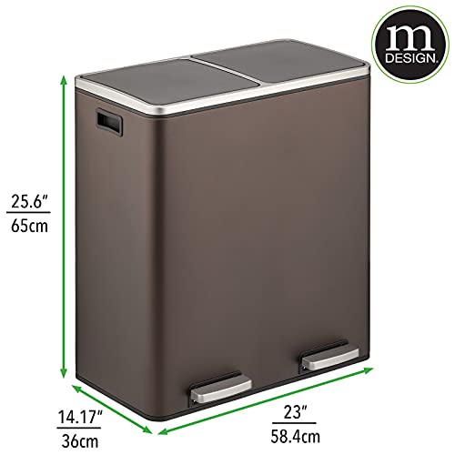 mDesign bote de basura metálico 60 litros doble compartimento miniatura 2