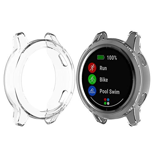 RuenTech Compatible with Garmin Vivoactive 4S/Venu 2S Case Cover, Scratch-Resistant Soft TPU Clear Protective Cover for Vivoactive 4S/Venu 2S Case Protector (Transparent)