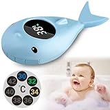 Acboor Baby Badethermometer, LED- Bildschirm Baby Wasserthermometer, Badethermometer Baby Digital, Thermometer Badewanne mit Versiegelte Batterie für Wassertemperatur und Spielen in Badewann (Blau)