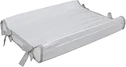 Trocador Americano Para Comoda Bebe Fralda Impermeável Anatomico com Abas Portátil Com Zíper Branco Com Cinza (60cm x 40cm)