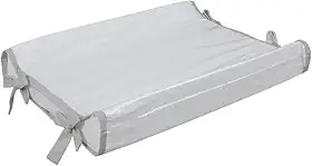 Trocador Americano Para Comoda Bebe Fralda Impermeável Anatomico com Abas Portátil Com Zíper Branco Com Cinza (60cm x 40cm)