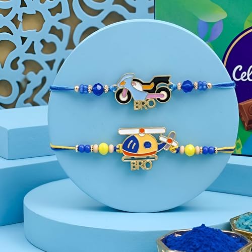 Image of TIED RIBBONS Rakhi for Kids with Chocolate Gift Combo - Cartoon Rakhi Set of 2 for Kids Boys Baby Brother with Chocolate and Roli Chawal