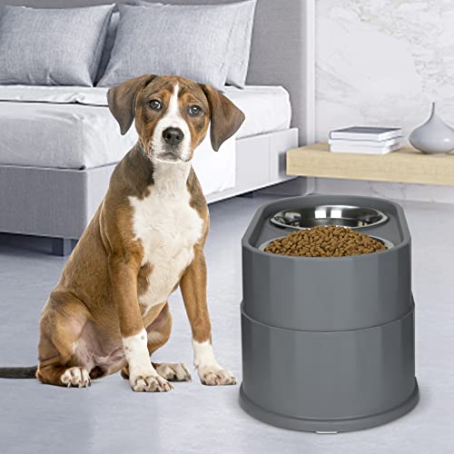 Masocat Raised Dog Bowls,Stainless Steel Dog Food Dish And Pet Water Bowls,Elevated Height Adjustable Double Bowl With Stand For Small Medium Dogs And Cats (Gray) #TOP4