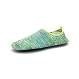 Badeschuhe Strand Wasserschuhe, Morbuy Slip On Strandschuhe Schnell Trocknend rutschfeste Aquaschuhe Surfschuhe Herren Damen Barfuß Schuhe für Yoga Wassersport (39-40 EU,Gelbgrün)