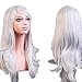 28 " Women's Hair Wig New Fashion Woman's Long Big Wavy Hair Heat Resistant Wig for Cosplay Party Costume (Silvery White)