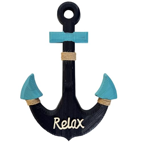 YUMBOR Ancla de madera rústica náutica con cruces de cuerda, decoración de pared, ancla de madera para colgar, decoración temática de playa, 45,7 cm de alto