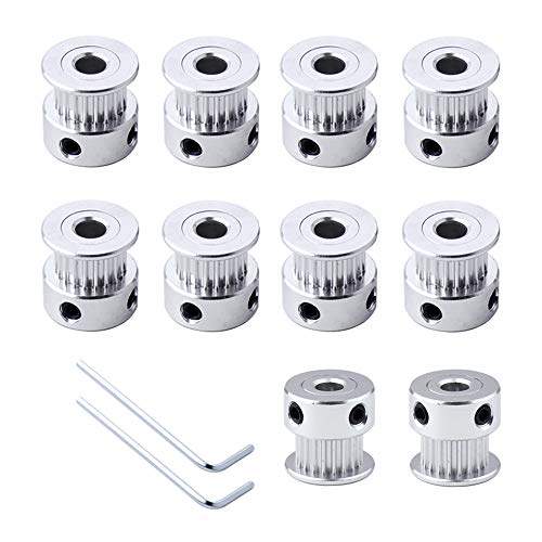 FULARR® 10Pcs Premium Aluminio GT2 Correa Dentada Polea, 20 Dientes 5mm Diámetro GT2 Sincronización Polea, para Impresora 3D 6mm Ancho Correa Dentada