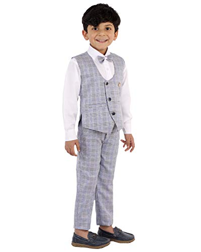 Image of Boy's Cotton 3 Piece Waistcoat Pant Shirt Set