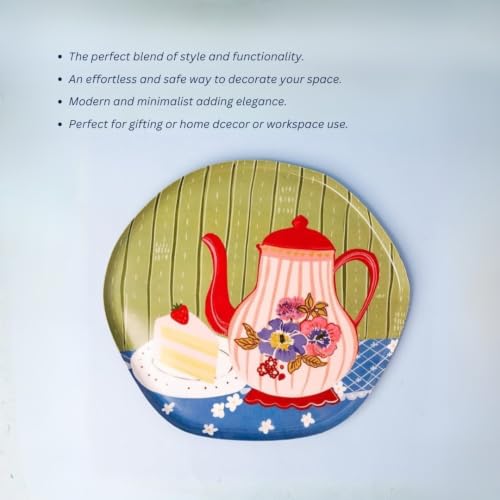 Image of The Wishing Chair Tea Time Story Metal Wall Plate - M | Decorative Handcrafted Wall Art with Floral Teapot & Cake Design | Cozy Tea Time Home Decor Accent for Kitchen, Living Room & Dining Area