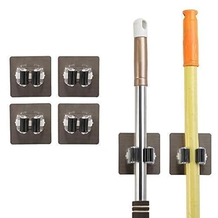 BSITFOW Plastic Broom Holder Wall Mounted, Mop Holders Grippers Mop Racks Broom Holders Self Adhesive Hanger Storage and Organization 3.14